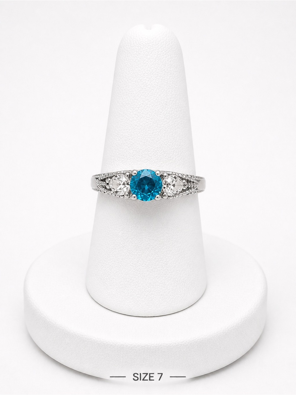 Sterling Silver Blue Topaz Accent Ring - Size 7